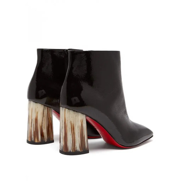 Christian Louboutin Hilconico 85 Black Patent Block Corne Heel Ankle Bootie 35.5 - Picture 10 of 12